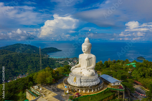 Cuadros en Lienzo areial view white cloud in blue sky at Phuket big Buddha