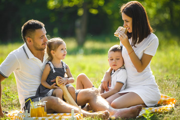 Wall Mural - Happy family on picnic