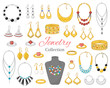Fashionable jewelry collection, vector illustration.