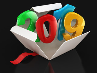 Poster - Open package with 2019. Image with clipping path