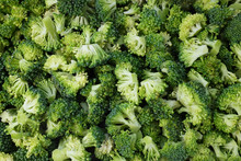 Abstract Background Of Fresh, Raw Calabrese Broccoli Florets