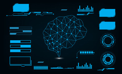 Poster - abstract technology futuristic concept hud with brain design,vector illustration.