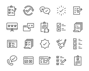 set of checkmark vector line icons, contains such as check, document and more