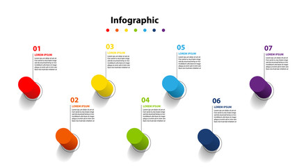 Wall Mural - infographic element design 7 step, infochart planning