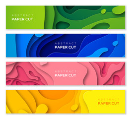 Wall Mural - banners in paper cut style