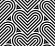 Vector geometric pattern. Seamless linear pattern with hearts.