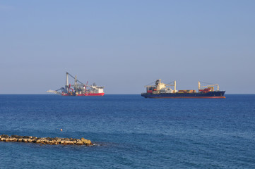 Wall Mural - The cargo ship transportation