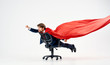 © SHOTPRIME STUDIO - a man in a red raincoat riding a chair a superman business hero