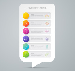 Infographics design vector and business icons with 6 options.