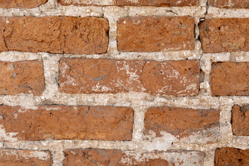 Wall Mural - Brick wall background, texture. Vintage wall with white and red bricks.