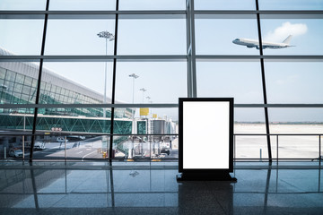 blank light box in airport