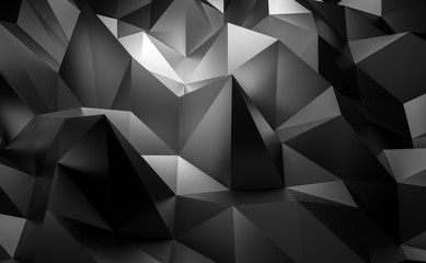 Wall Mural - 3d black tech geometric Low poly corporate illustration background.