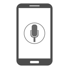 Poster - Smartphone with microphone on touchscreen. Vector.