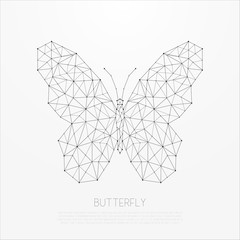 Sticker - Polygonal insect. Abstract geometric butterfly illustration. Vector design template.