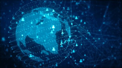 Technology network and business with people information