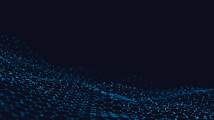 Poster - Abstract 3d technology and science neon visualization. Blockchain and cryptocurrency. Digital wallpaper. Business concept. Big data and artificial intelligence. Rendering computer virtual reality