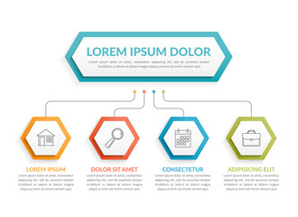 Wall Mural - Infographic Template with 4 Steps