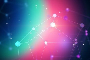 Poster - Network immersive interface, pink and blue