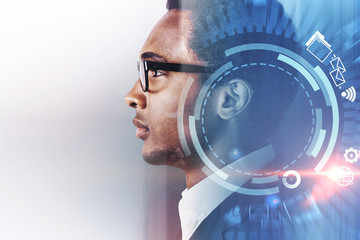 Poster - African American businessman, internet