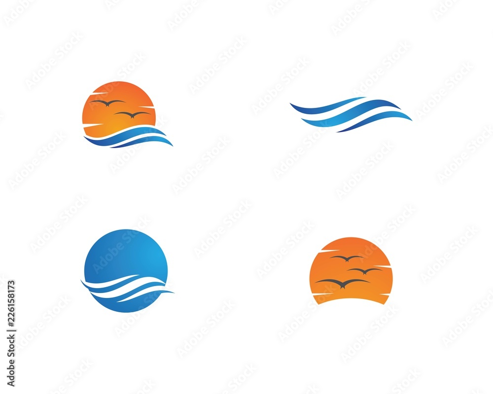 Water Wave symbol and icon Logo Template Stock Vector | Adobe Stock