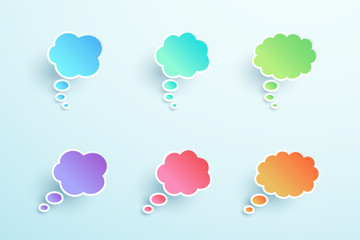 Poster - vector 3d colorful thought bubble shapes set