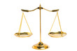 © Mongta Studio - Gold brass balance scale isolated on white background with clipping path. Sign of justice, lawyer