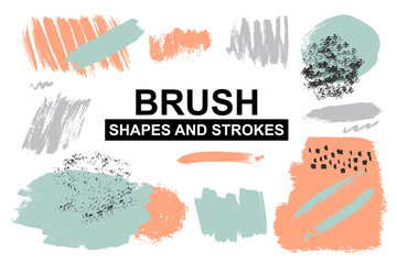 Wall Mural - Set of painted brush shapes. Torn vector splashes.