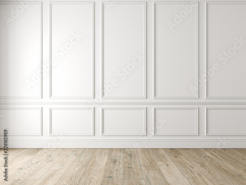 Modern Classic White Empty Interior With Wall Panels And