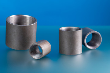 Canvas Print - Full equal socket, set of steel welding fittings.