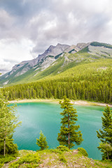 Wall Mural - View at the mountains near Minnewanka Lake in Banff National Park in Canada
