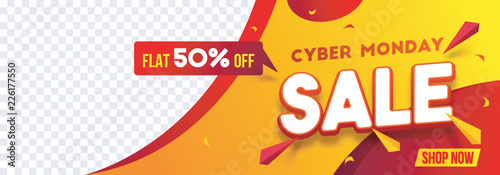 Fotografía Website header or banner design with 50% discount offer for Cyber Monday Sale