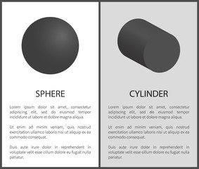 Wall Mural - Sphere and Cylinder 3D Black Geometric Shapes