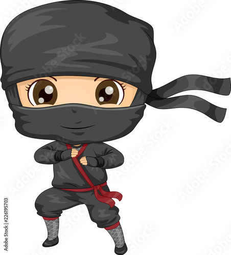 Cuadros en Lienzo Kid Boy Ninja Costume Illustration