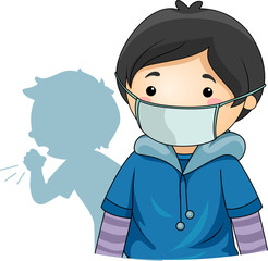 Poster - Kid Boy Wear Protective Mask Illustration