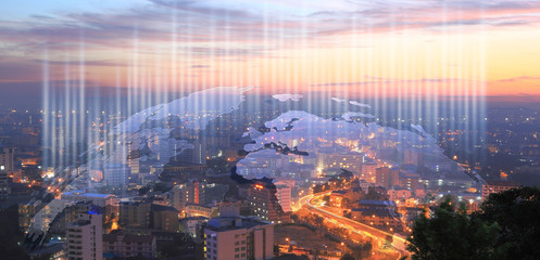 World  network and Connection technology concept ,panorama view