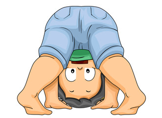 Poster - Kid Toddler Boy Play Upside Down Illustration