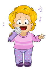 Canvas Print - Kid Toddler Girl Sing Microphone Illustration