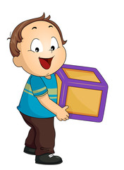 Sticker - Kid Toddler Boy Carry Toy Block Illustration