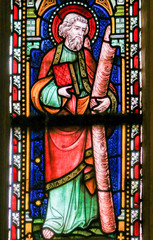 Canvas Print - Saint Andrew - Stained Glass in Sint Truiden Cathedral