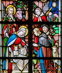 Fototapete - Stained Glass - Nativity Scene at Christmas
