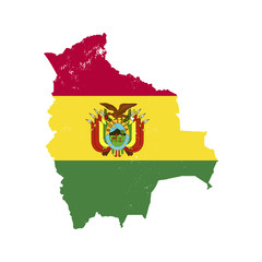 Canvas Print - Bolivia country silhouette with flag on background, isolated on white