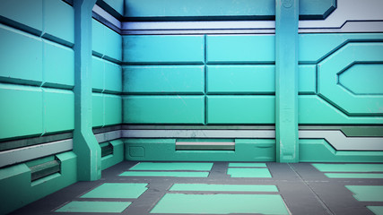 Wall Mural - 3d illustration of futuristic design spaceship interior. render