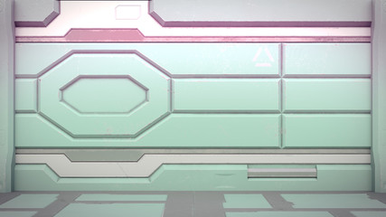 Wall Mural - 3D rendering of realistic sci-fi spaceship corridor