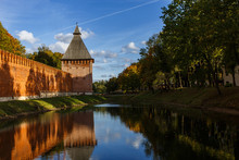 Park In The Fortress And Pond In The Ancient Russian City Of Smolensk