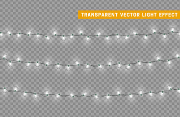 Wall Mural - christmas lights isolated realistic design elements. glowing lights for xmas holiday greeting card d