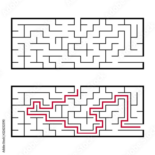 Fotografie, Obraz Black rectangular labyrinth with an input and an exit