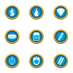 Poster - Buying love icons set. Flat set of 9 buying love vector icons for web isolated on white background