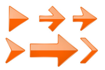 Orange arrows. Shiny 3d glass icons