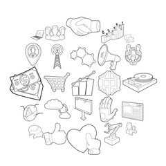 Poster - Field of activity icons set. Outline set of 25 field of activity vector icons for web isolated on white background