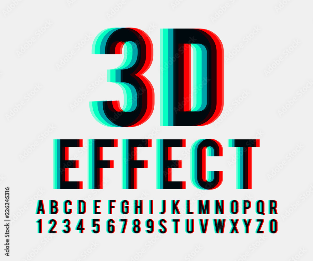 Font 3d effect vector - obrazy, fototapety, plakaty 